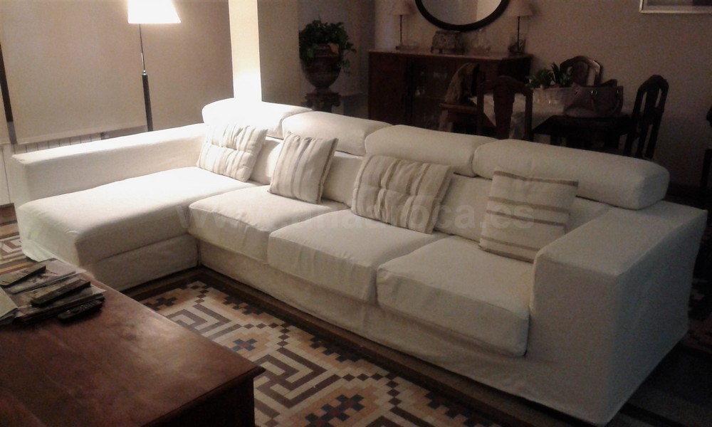 Funda a medida para chaiselongue con cabezales abatibles